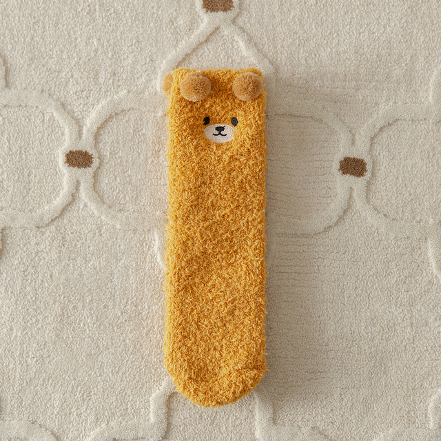 Plush bear couple socks
