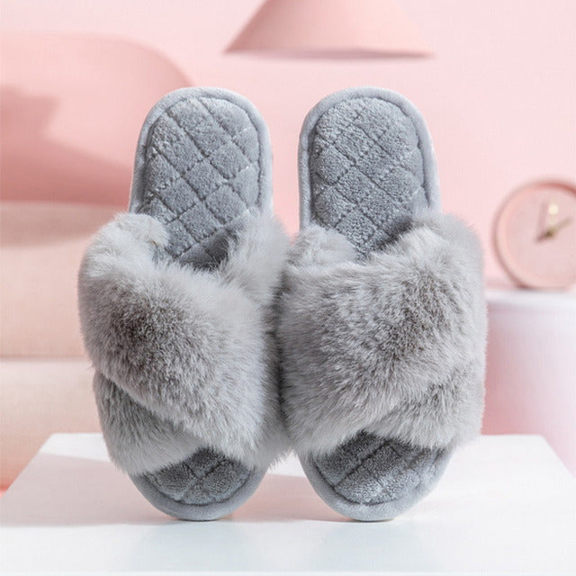 Plush couple footwear
