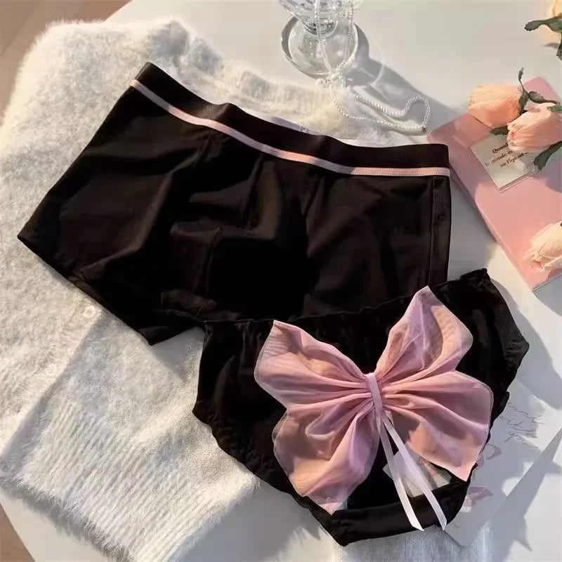 Black Pink Matching Couple Underwear