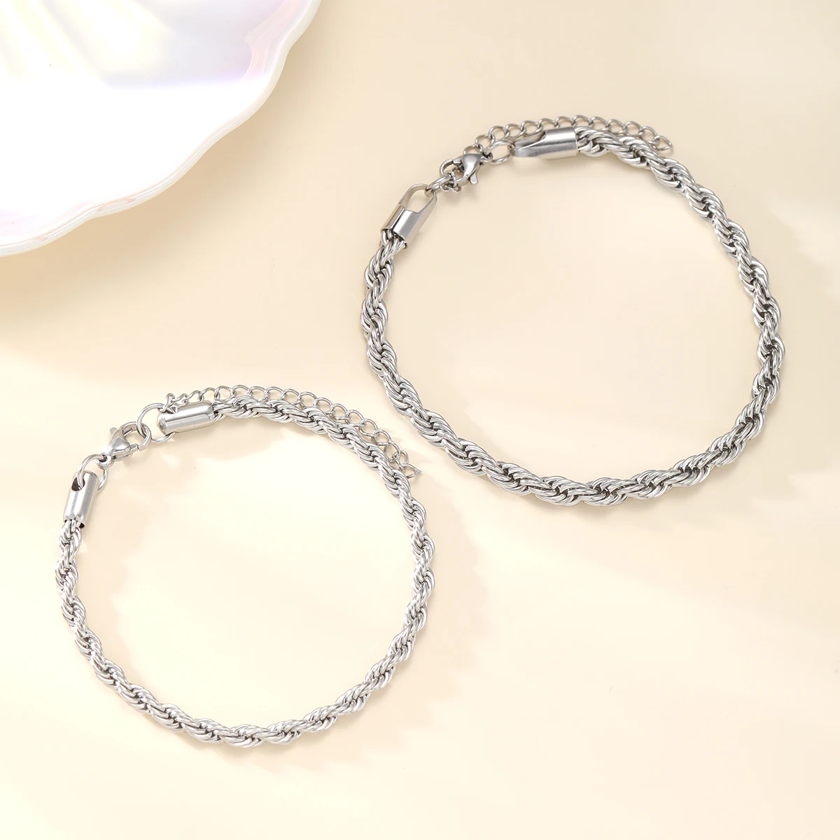 Silver Chain Bracelet for Couples