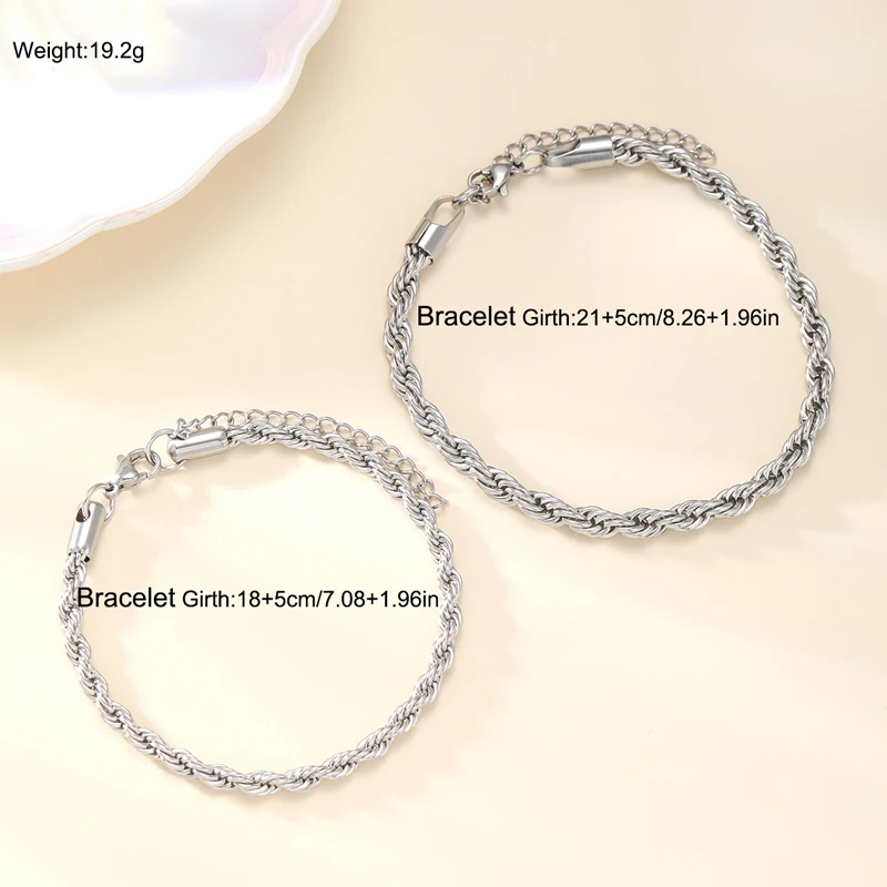 Silver Chain Bracelet for Couples