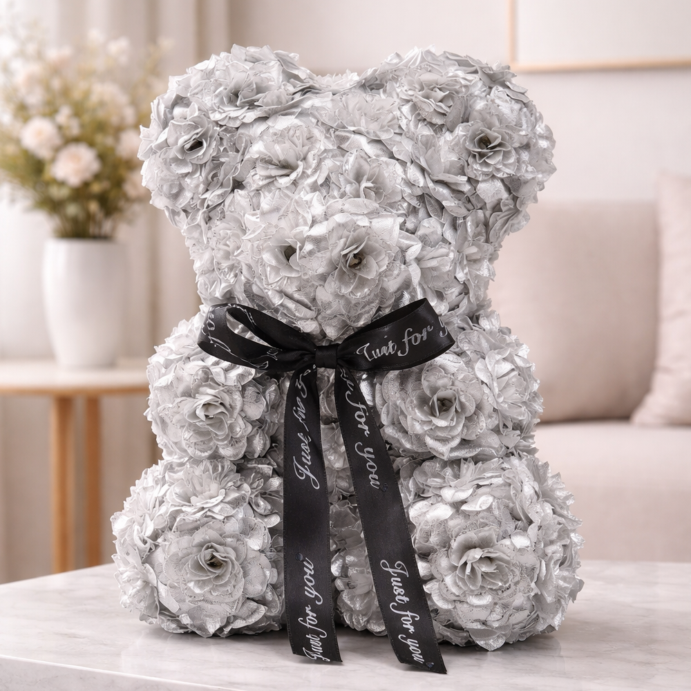 Silver Gold Flower Bear
