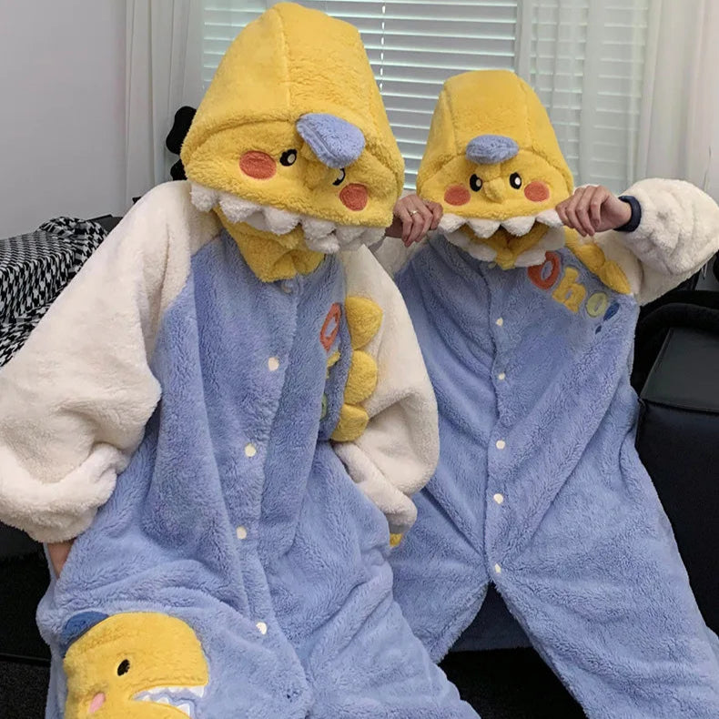 Yellow Dino Matching Onesies for Couples