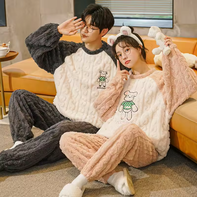 Bear Matching Fleece Pajamas Couple