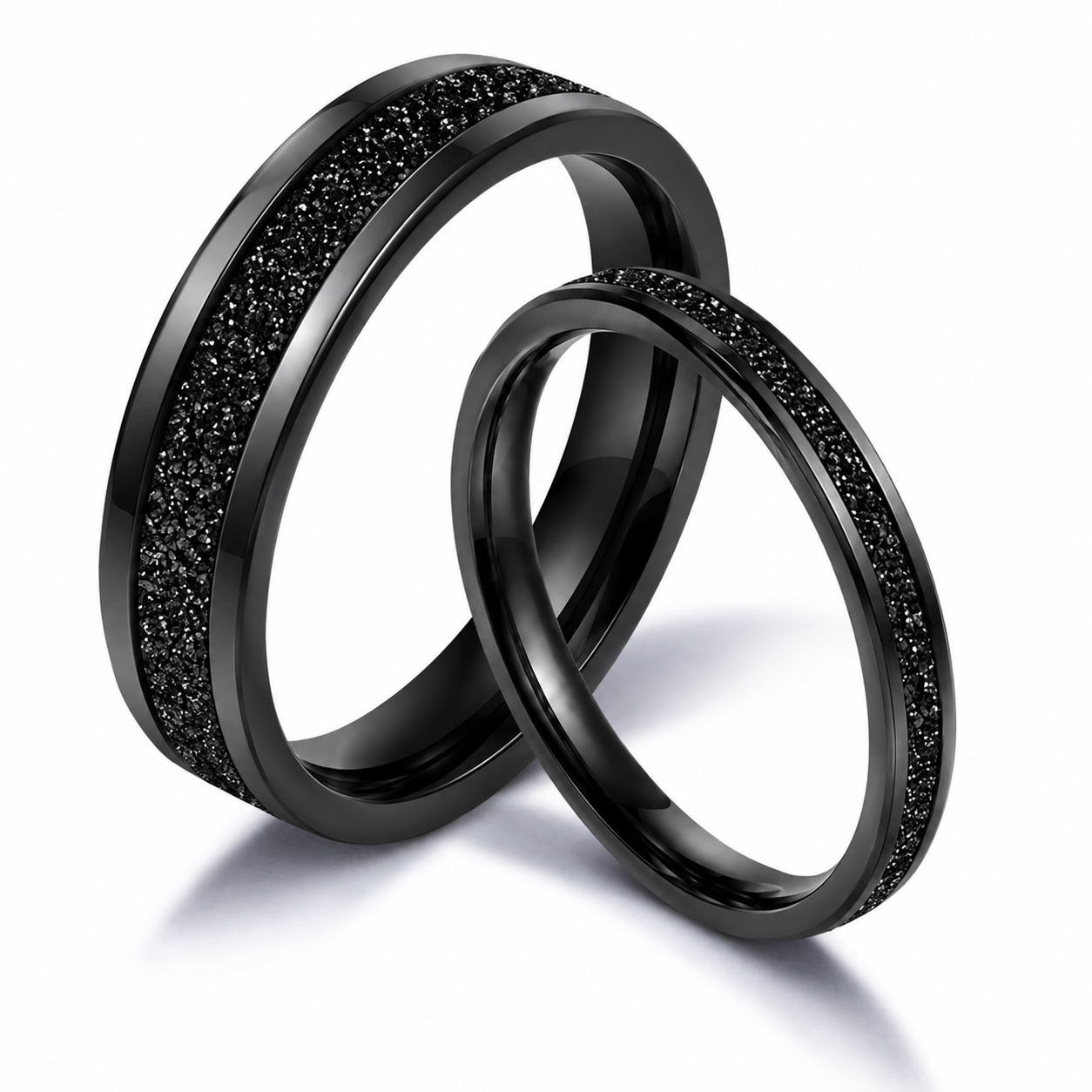 Black titanium promise rings