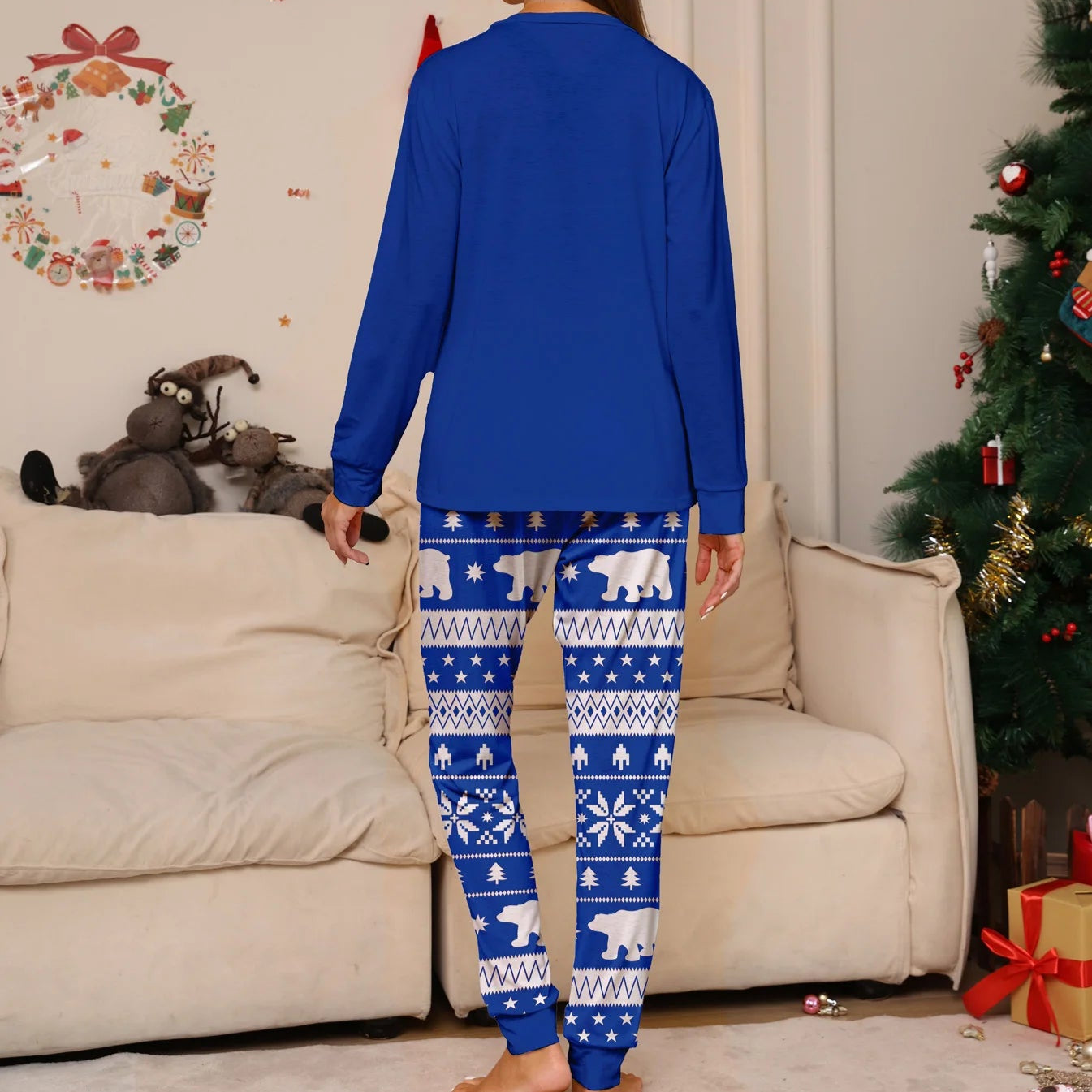 Blue Christmas Pajamas Couples