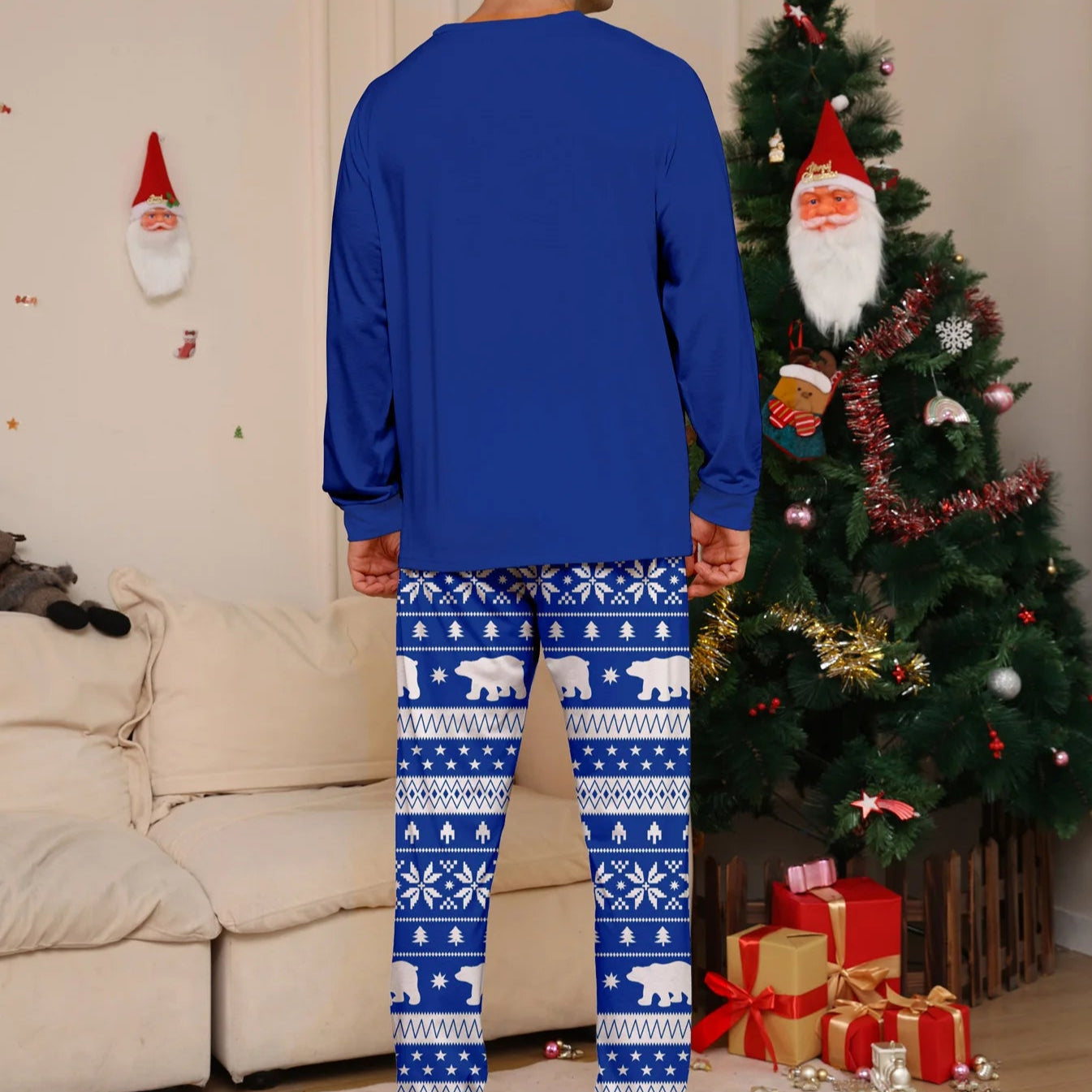 Blue Christmas Pajamas Couples