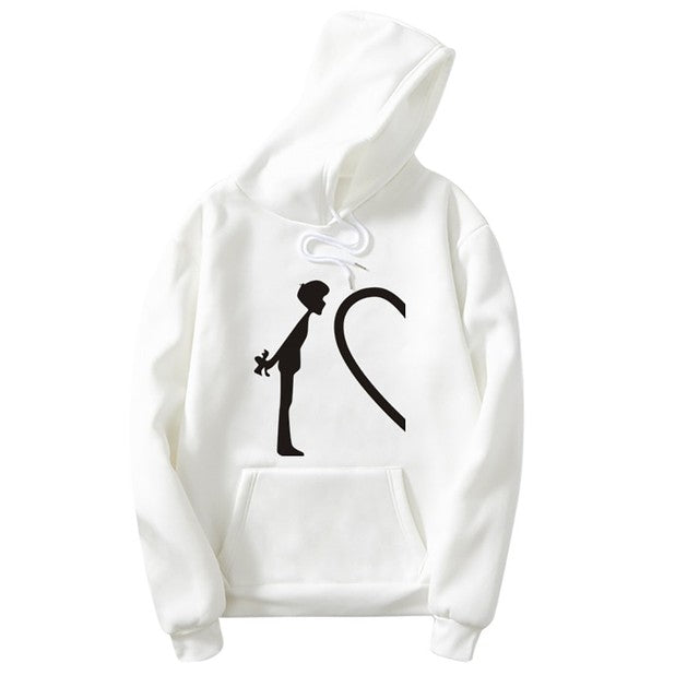 Couple hoodies kiss