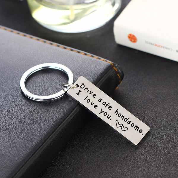 "Drive Safe I Love You" Keychain For Him - Stainless Steel Gift For Boyfriend/Husband
