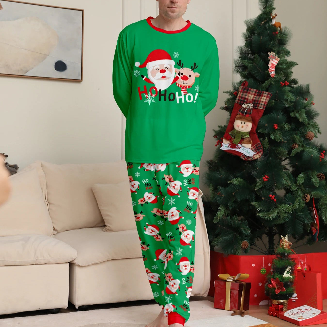 Green Christmas Pajamas Couples