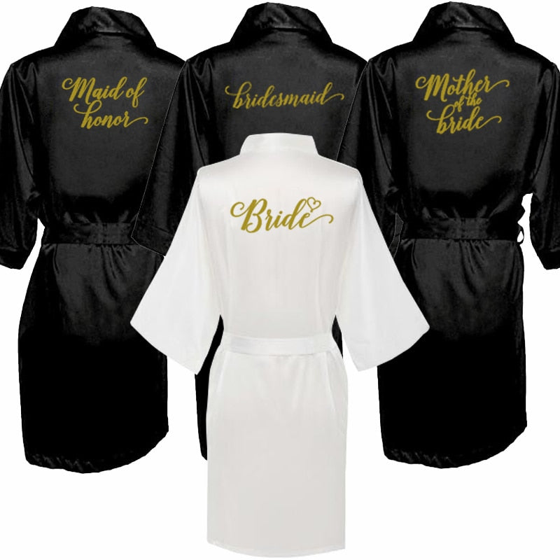 Black Satin Robes for Bridesmaids