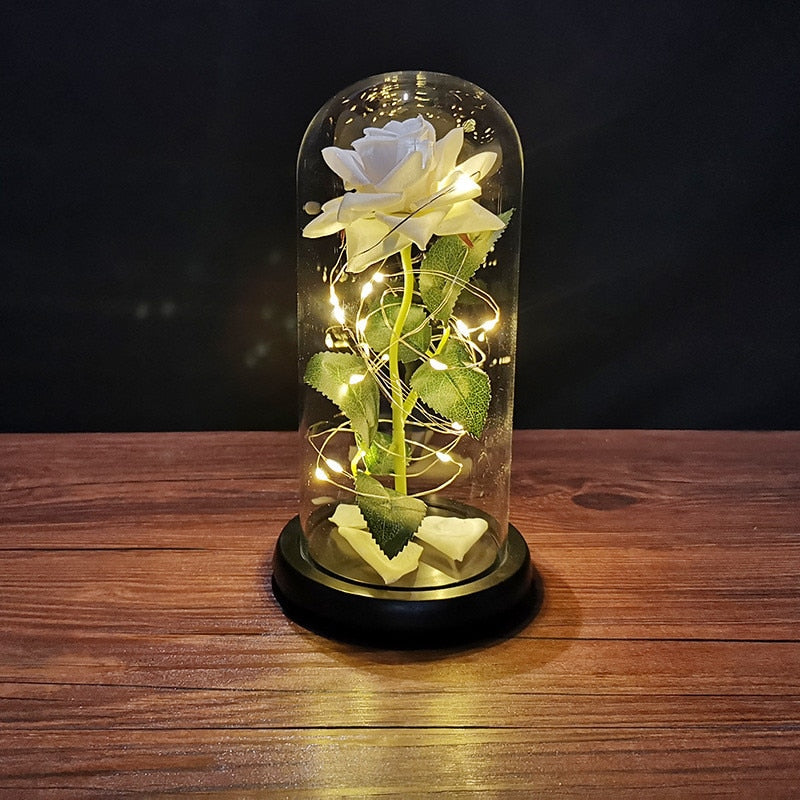 Eternal rose in glass