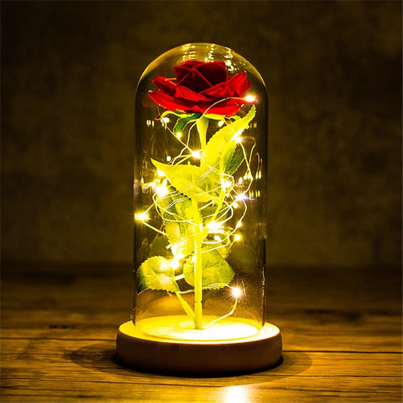 Eternal rose in glass