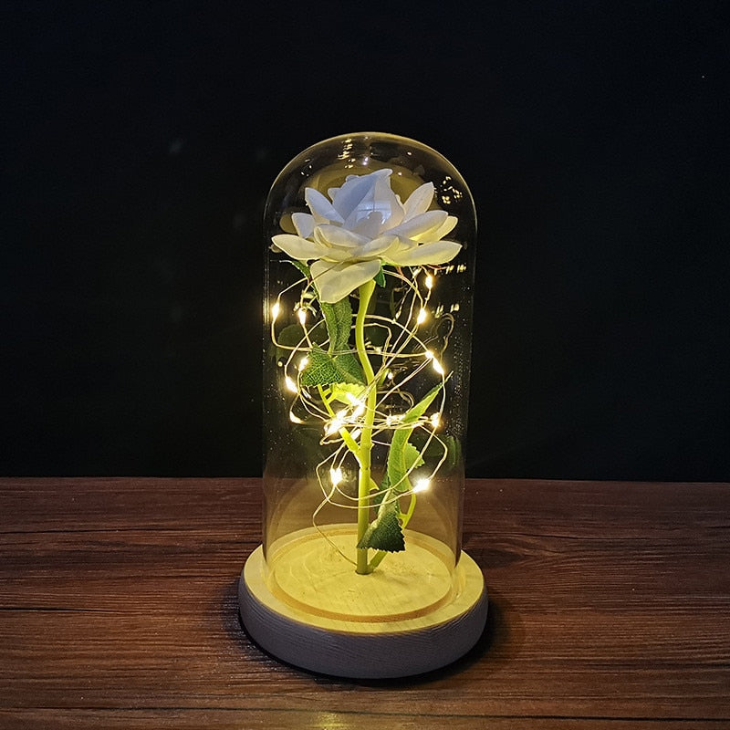 Eternal rose in glass