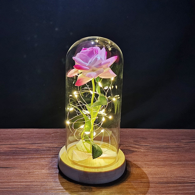 Eternal rose in glass