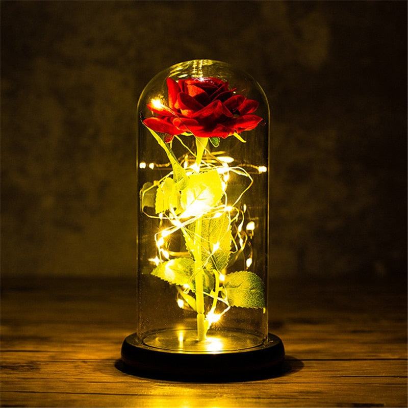 Eternal rose in glass