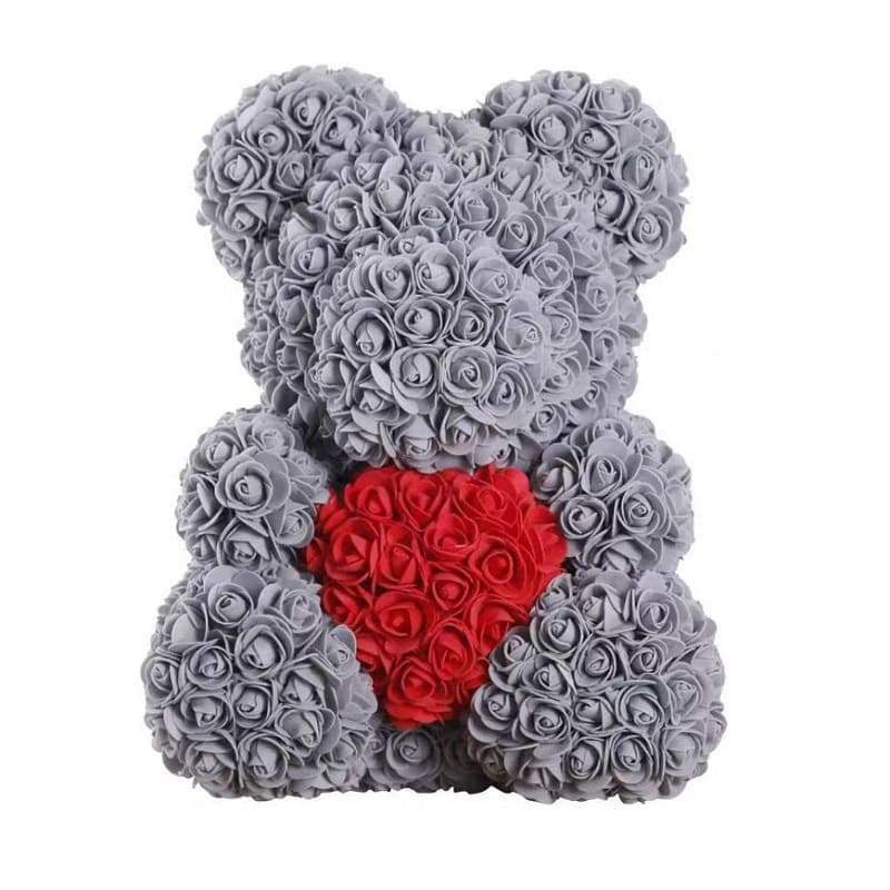 Gray Rose Teddy Bear