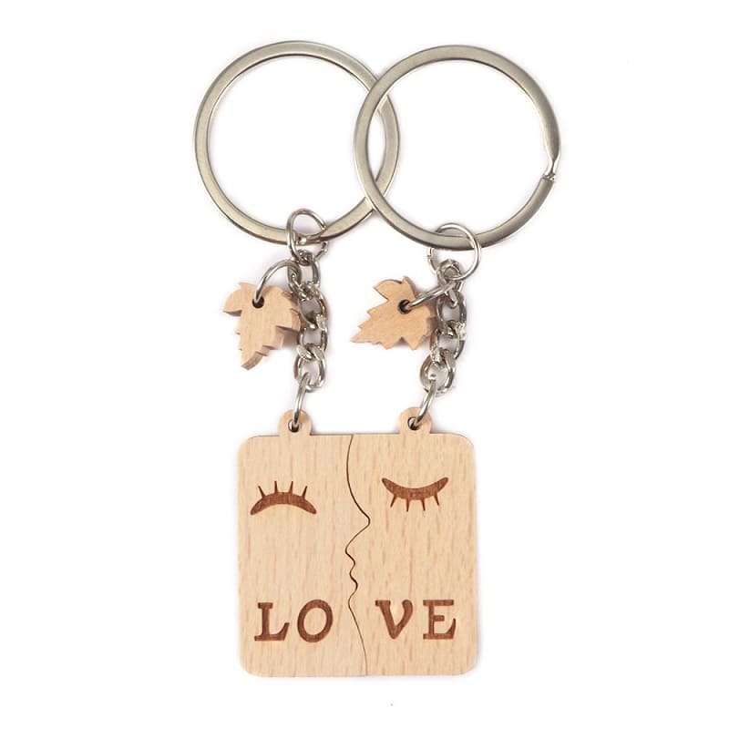 Wooden Couple Keychain