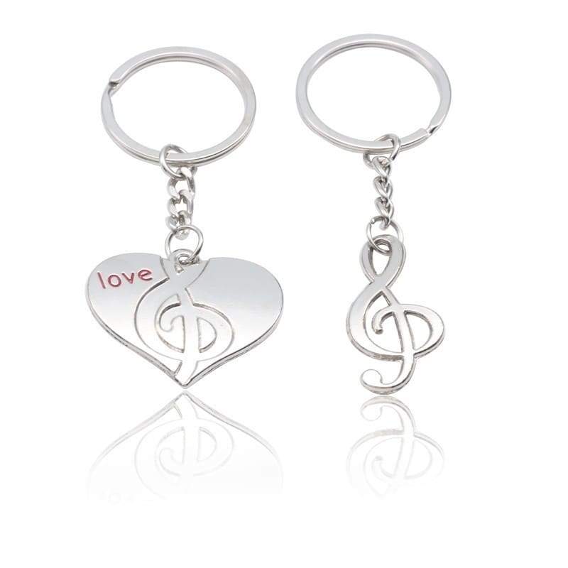 Music Note Couple Keychain