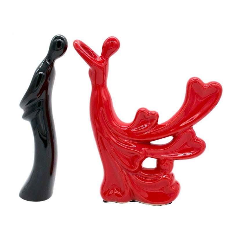 Abstract Stone Couple Hugging Statue