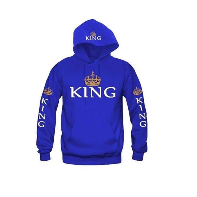 King and queen hoodies blue