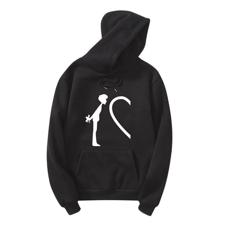 Couple hoodies kiss