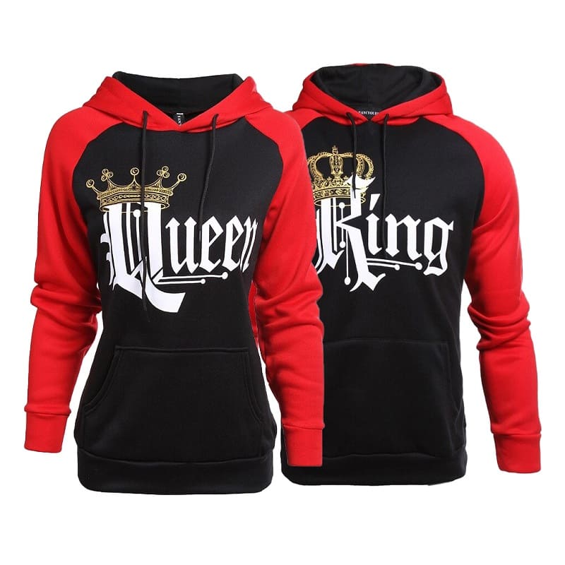 King and queen hoodies red