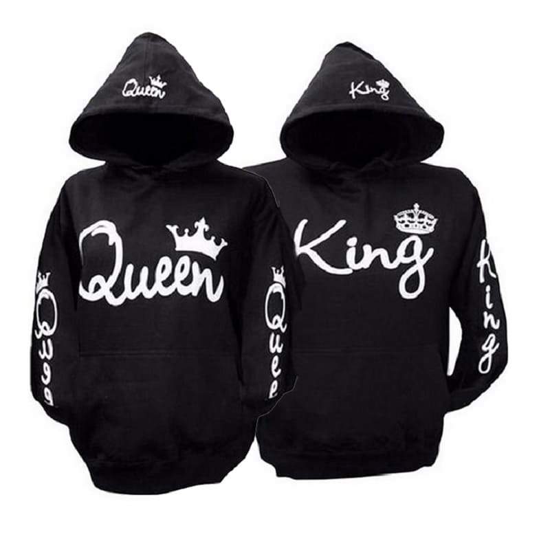 King and queen couple hoodies crown