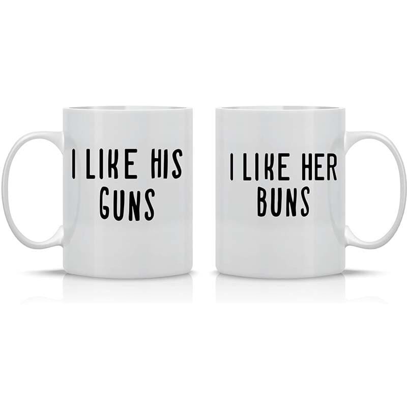 I Like Her Buns I Like His Guns Mugs