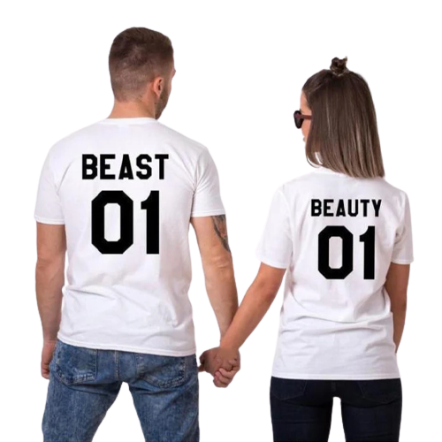 Funny couple shirts his beauty her beast