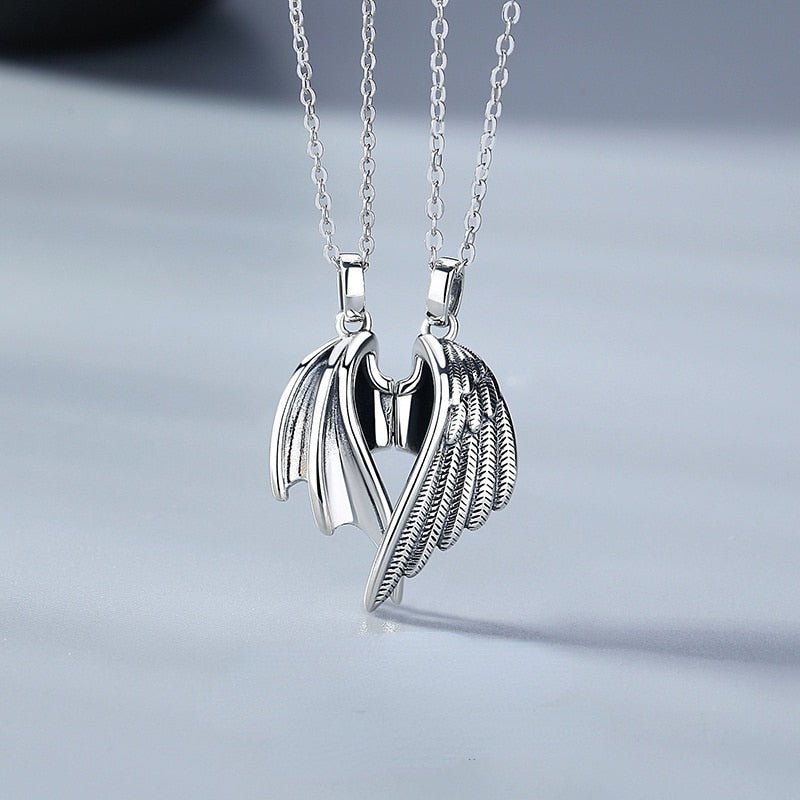 Stainless Steel Necklace for Couple Devil Wings
