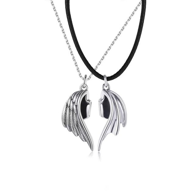 Stainless Steel Necklace for Couple Devil Wings