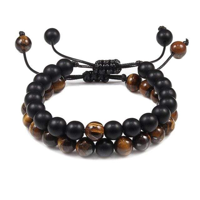 Brown beaded couple bracelets