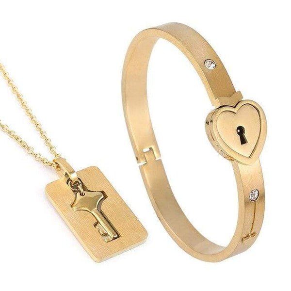 Couple heart lock bracelet with fashion key