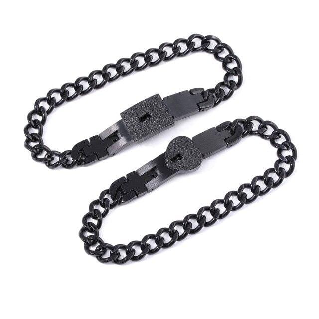 Black lock bracelet for couples