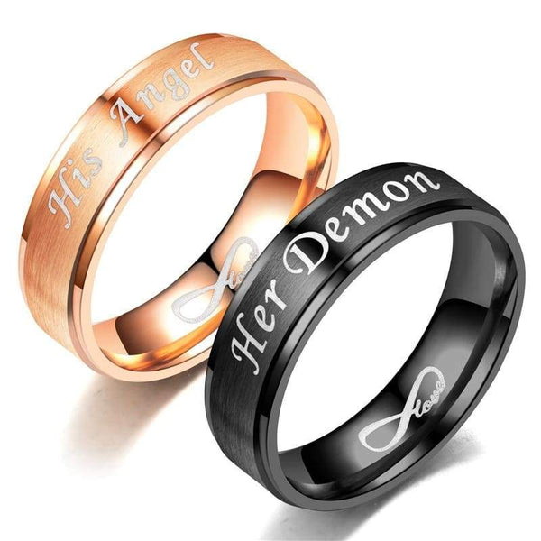 Two Ring Angel Angel and Devil Couple Rings | My Couple Goal