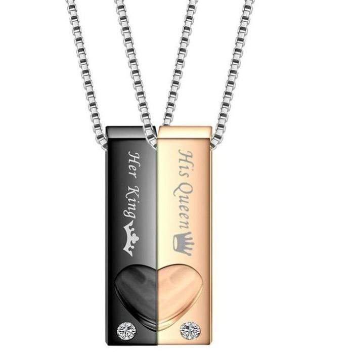 King and queen couple necklaces