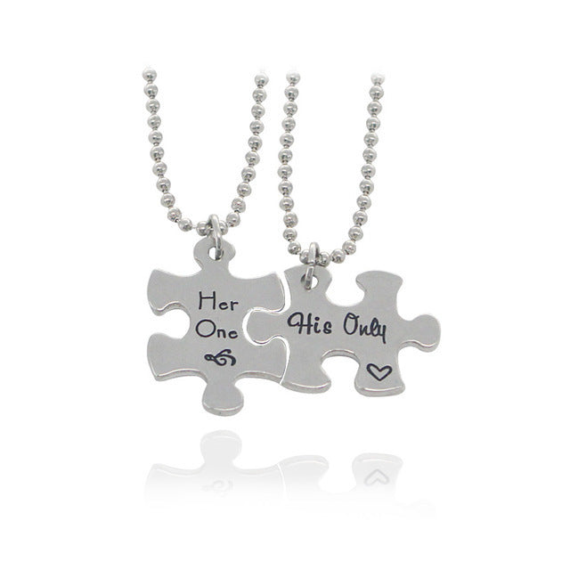 His and hers puzzle piece necklace