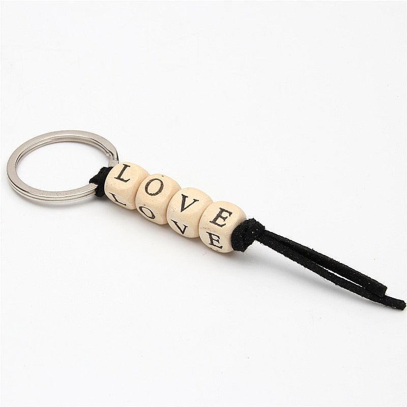 Wood Bead Keychain