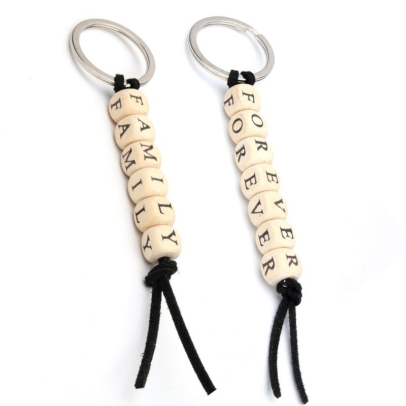 Wood Bead Keychain