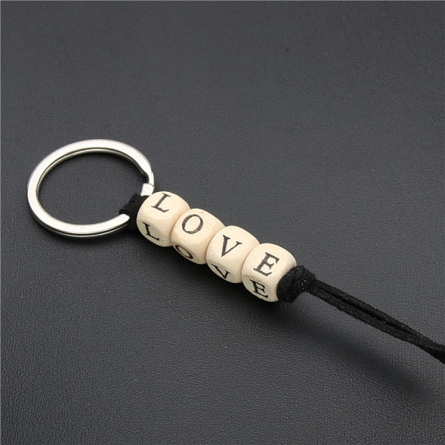 Wood Bead Keychain
