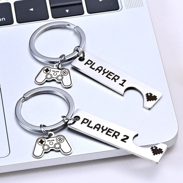 2 Keychains Player 1 Player 2 Keychain | My Couple Goal