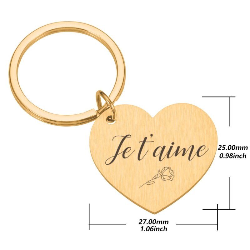 Je t'aime Keychain for Couples