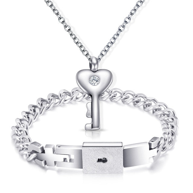 Heart Lock Bracelet & Key Necklace Set – BoongBay®