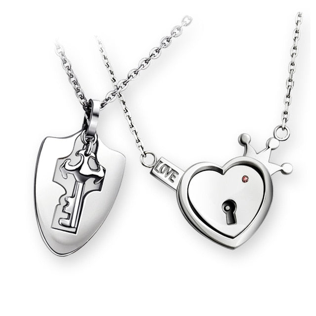 Heart Lock Bracelet & Key Necklace Set