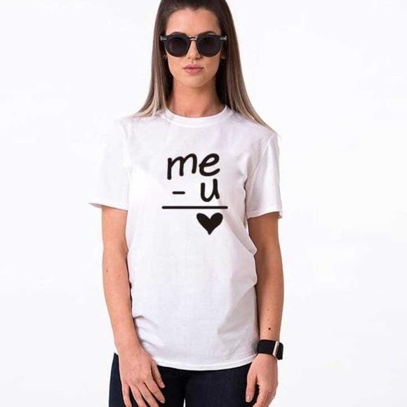 Funny couple shirts Me + You = Love