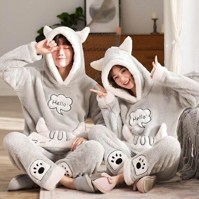 Couples Fluffy Christmas Pajamas