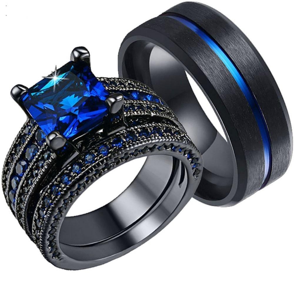 Blue couple rings