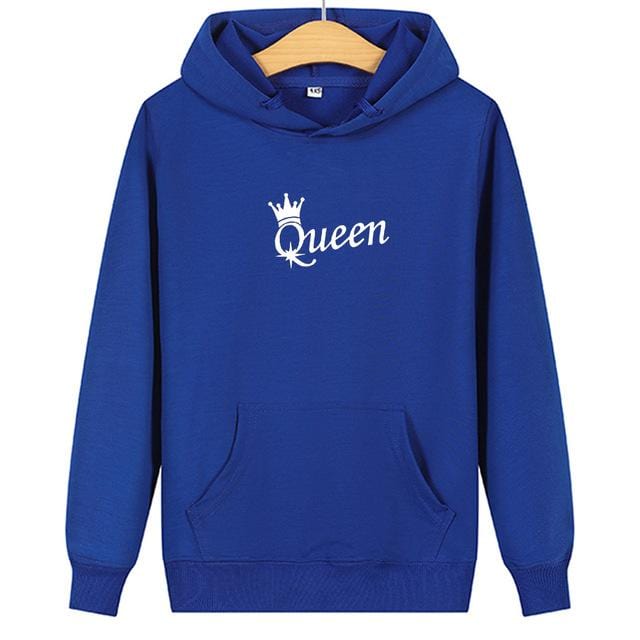 King and queen hoodies hot sale blue