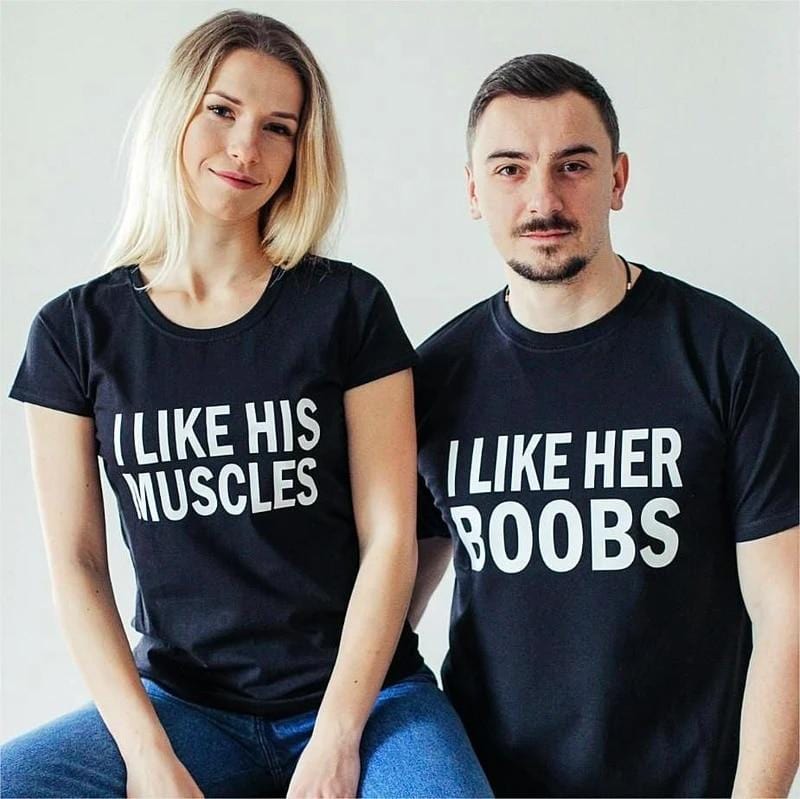 I like his muscles shirt for couples